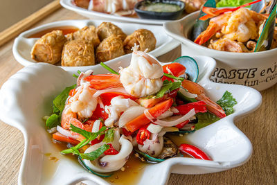 Close-up of food in plate on table