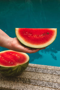 Small watermelon by the pool