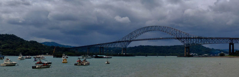 Scenic view of bridge over river against sky