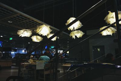 Low angle view of illuminated flowers at night