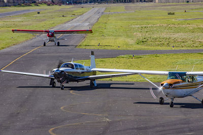 High angle view of airplane on road