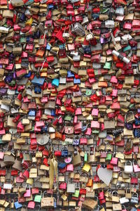 Full frame shot of multi colored padlocks