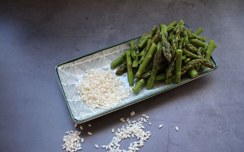 High angle view of food on table