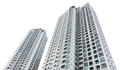 Low angle view of modern buildings against clear sky