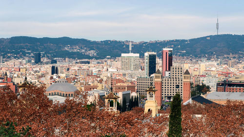 High angle view of townscape against sky