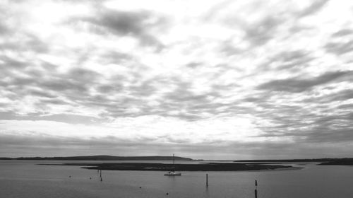 Scenic view of sea against cloudy sky