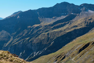 Scenic view of mountains against clear sky