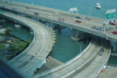 High angle view of bridge over river