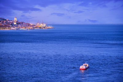 Scenic view of sea against sky at sunset