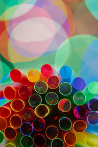 Close-up of colorful drinking straw