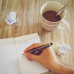 Coffee cup on table