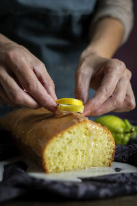 Close-up of person preparing food