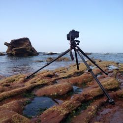 Scenic view of sea against clear sky