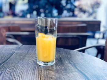 Close-up of drink in glass on table