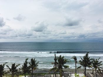 View of sea against cloudy sky