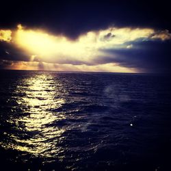 Scenic view of sea against cloudy sky