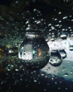 Close-up of water drops on glass