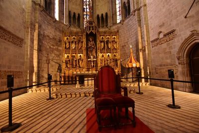 View of chairs in temple