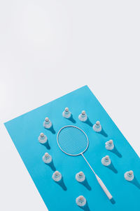 Directly above shot of objects on white background