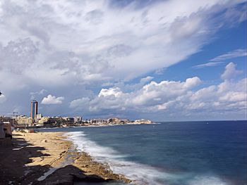 Scenic view of sea against cloudy sky