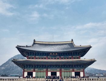 View of temple building against sky