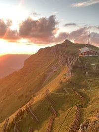 Scenic view of landscape against sky during sunset