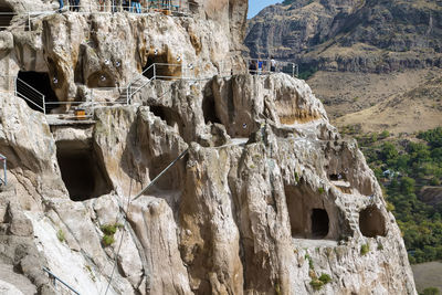 Vardzia is a cave monastery site in  georgia, excavated from the slopes of the erusheti mountain