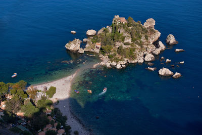 High angle view of rocks on beach