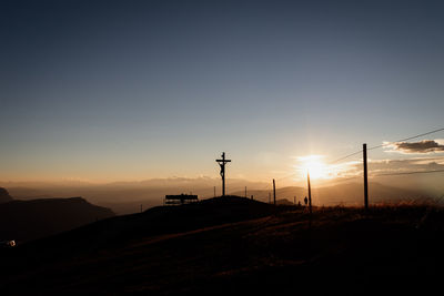 Silhouette landscape against sky during sunset