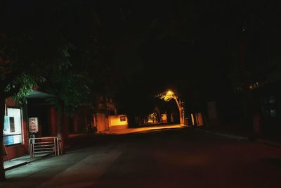 Illuminated street lights at night