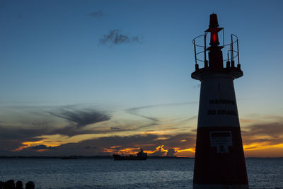 Dramatic and colorful sunset seen from ponta do humaita in the city of salvador, bahia.