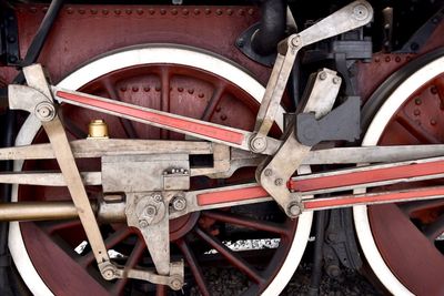 Close-up of train on railroad track