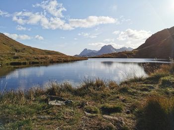 Scenic view of lake against sky