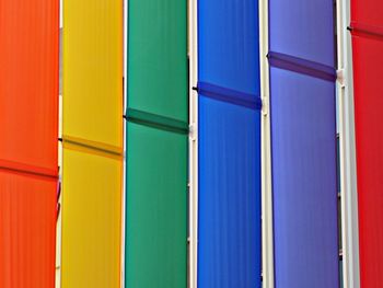 Full frame shot of rainbow flag on building