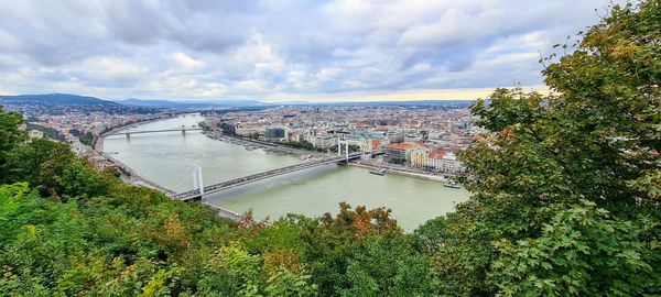 High angle view of bridge over river against sky