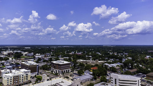 High angle view of townscape against sky