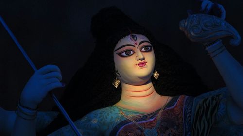 Low angle view of durga statue