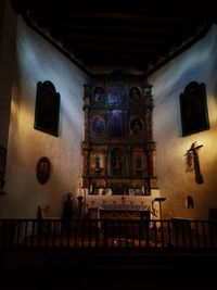 Low angle view of illuminated built structure
