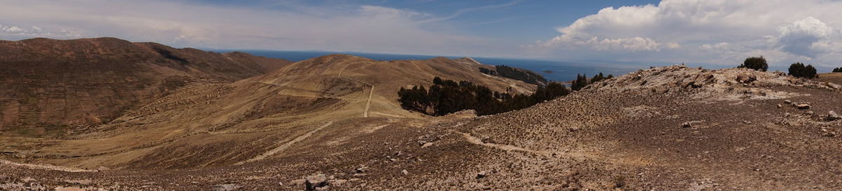 Panoramic view of desert against sky