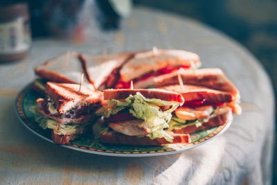 Close-up of food served in plate