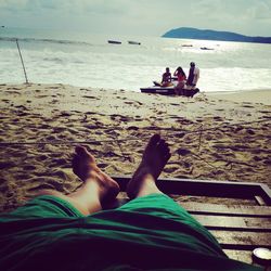 Woman relaxing on beach