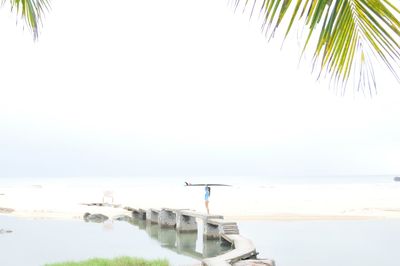 Scenic view of sea against clear sky