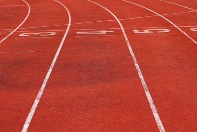 High angle view of running track