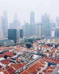 High angle view of buildings in city