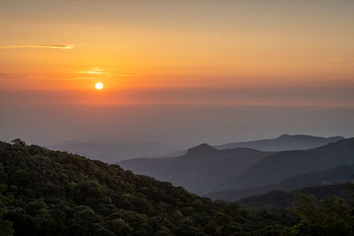 View of the sunset at doi inthanon, chiang mai province