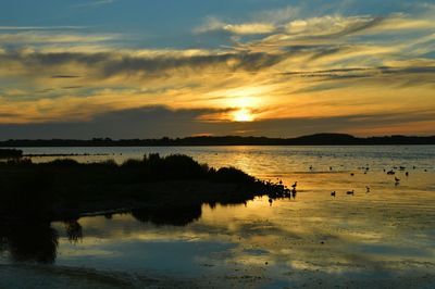 Scenic view of sunset over sea