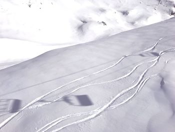 Aerial view of snow covered landscape