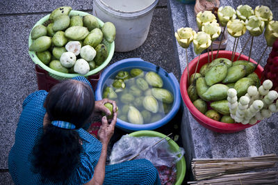 Full frame shot of fruits for sale in market