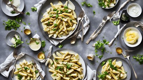High angle view of food on table
