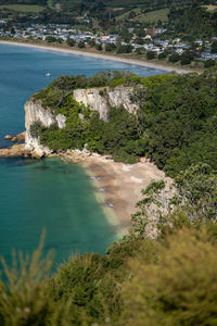 High angle view of beach